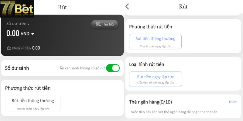 rút tiền 77bet